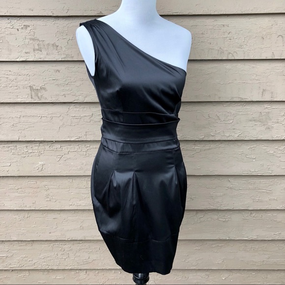 French NafNaf satiny one shoulder cocktail dress - Picture 1 of 7